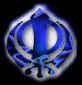 Animated blue and white circular icon with a stylized face, showing subtle motion in the lower portion across frames.