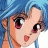 Pixelated anime-style character with light blue hair and pink eyes, mouth open in a surprised expression, next to black background with white text.