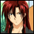 A pixelated anime-style character with long red hair and blue eyes on the left, next to a black background with white text reading "Anime IM" above smaller stylized text on the right.
