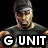 Pixelated image of a person wearing a dark cap and sleeveless shirt with 'G UNIT' text overlay on a black background.