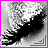 A grayscale close-up of a person's eye with long eyelashes and eyeshadow, framed by bright pink borders showing sequential animation frames.
