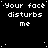 Pixelated text repeats across a black background with scattered white dots, forming a of identical phrases
