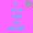Pixelated cyan text on pink background reads 'I love him so MUCH!!' with green heart symbol above 'love'