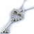 A silver key-shaped pendant on a chain with text overlays reading 'I hope I'm the key to ur heart becuze no ur My key. I♡u' in bold black font.