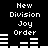 Black background with white pixelated text reading "New Division Joy Order" and white horizontal bar patterns in two vertical
