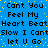 Blue background with yellow pixelated dots and black text repeating 'Can't You Feel My Heart Beat Slow I Can't let U Go' in a pattern