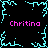 Pixelated cyan snowflake border surrounds four pink 'Chritina' text instances on black background.