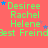 Green text on coral background lists names Desiree Rachel Helene and Best Freind with blue stars scattered across the image.