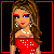 Pixel art contact sheet showing a female character in red outfit across four frames with text "hottie" on black background