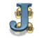 A blue letter J with golden scrollwork accents, displayed in a of six identical static frames