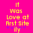 Pixelated text on bright pink background with yellow and purple elements, showing 'It Was Love at Arst Site' and 'ily' with asterisks.
