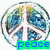 Six distinct peace symbol and hand gesture icons arranged in a , each with a green 'peace' label beneath it