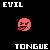 Pixelated red circular character with angry eyes and tongue sticking out, displayed in four variations against black background with text labels.
