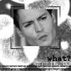 Black-and-white pixelated image of a person's face with a skeptical expression, framed by a thin black border, with 'what?' text in the bottom right corner.