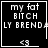 Four identical black square with white pixelated text "my fat BITCH LY BREND" and a '<3' symbol, each differs by a small white symbol in the bottom-right corner