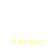 Two identical yellow pixelated text strings 'maddie' with heart symbols, side-by-side on white background.