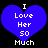 Two identical pixelated blue heart icons with white text reading "I Love Her 50 Much" displayed side-by-side on a black background.