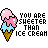 Pixel art ice cream cone icon with pink and blue scoops, repeated across of text reading "YOU ARE SWEETER THAN ICE CREAM" in black and red lettering