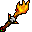 Three pixelated torches with flame variations on a gray background, each with a brown handle and silver base.
