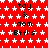 Red background with white stars, repeated text 'toy & dom Bff's' in black pixelated font, gray rectangle in bottom-right corner.
