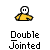 Animated contact sheet of a yellow stick figure character performing various poses with the text "Double Jointed" beneath each frame on a gray background.