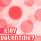 Pixelated pink and red patterned background with repeated text "BE MY VALENTINE?" in white and pink lettering.