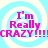 Four identical display pink text 'I'm Really CRAZY!!!' over light blue and white spiral backgrounds