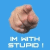 Pixelated hand icon with extended index finger against solid blue background, below which is pixelated text reading "M KITH STUPD I".