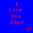 Blue background with red pixelated text reading "I Love You Sami!" and two red heart symbols below the text.