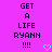 Pixelated text on a solid purple background with two cyan heart icons below the text.