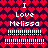 Pixelated icon with red heart pattern background and repeated text "I Love Melissa" in white, featuring animated white lines that change in length and density.