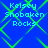 Blue background with green diamond-shaped pattern and cyan text reading "Kelsey Shobaken Rocks" in four identical sections