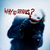 A figure in dark clothing holds a white circular object with red text above it, set against a light blue background.