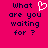 A static image with a bright pink background displays the text "What are you waiting for?" in dark blue pixelated letters, where the 'o' in 'What' is replaced by a white heart symbol.