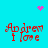 A cyan background displays four identical red pixelated text blocks reading "Adren I love" arranged in a , with pink heart and starburst icons at top corners