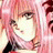 A 48x48 pixel buddy icon featuring a pink-haired anime character on the left and stylized text on a black background on the right, with visible dithering and low-resolution rendering artifacts.