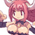 Pixelated anime-style character with pink hair, animal ears, and a black bow tie on a white background.