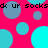 A static image with a bright pink background featuring scattered cyan and blue circles of varying sizes, overlaid with repeated black text reading "dk ur sock".