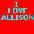 Red background with cyan text repeating "I LOVE ALLISON" in three , the rightmost partially cropped
