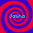 Four identical spiral patterns in red and blue with cyan text "Jalina" centered on each, arranged in a against a solid background