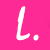 Pink background with white text 'L.O.V.E.' and 'i'm talkin' 'bout love', gray square in bottom right corner.