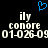 Blue pixelated heart symbol above white pixelated text 'ily conore 01-026-09' on black background.