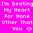 Pixelated text on bright pink background with repeated phrases and heart symbols.