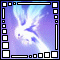 Animated icon with white bird-like figure against purple background, bordered by black and white geometric shapes in four variations.