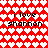 Red background with white heart pattern and repeated black text 'i love shannon' in pixelated font.