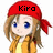 Pixelated anime-style character with brown hair, blue eyes, red bandana, and orange jacket over yellow shirt, text 'Kiro' on bandana.