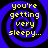 Four identical spiral patterns with yellow text reading 'you're getting very sleepy...' on a blue background, arranged in a