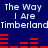 Blue background with white text repeating "The Way I Are Timberland" and red horizontal bars shifting positions