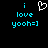Pixelated cyan text 'i love yoooh=]' on black background with a white heart symbol above the word 'love' in one view.