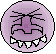Three circular pixelated icons with angry expressions, each featuring a mouth full of sharp teeth and furrowed brows.